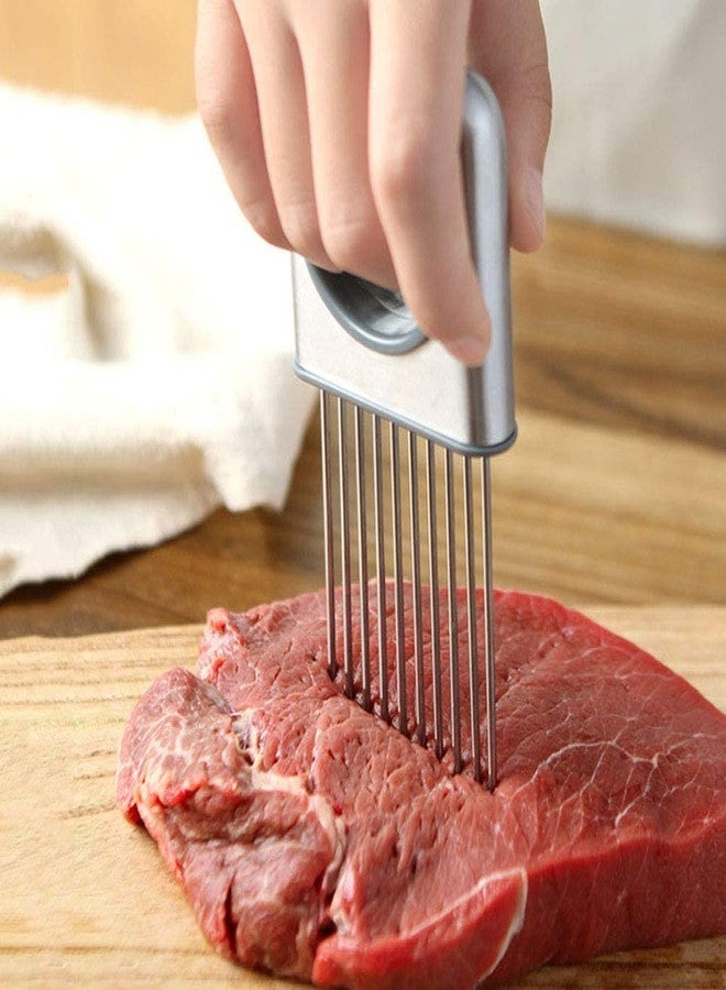 TASKHOUSE قطاعة بصل وبطاطس متعددة الوظائف من الفولاذ المقاوم للصدأ من تاسك هاوس، أداة مطبخ لتقطيع الخضار والفواكه، الطماطم والليمون، وتقطيع الطعام - Image 3